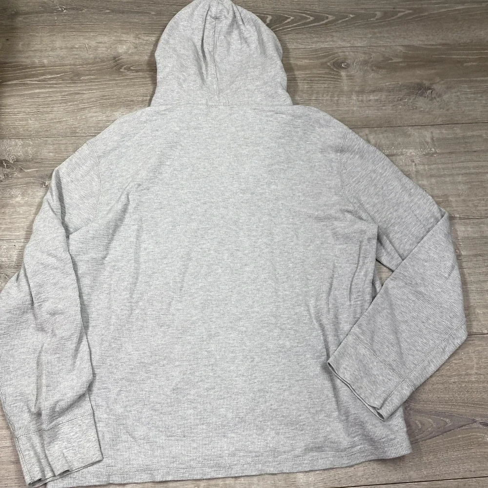 Polo Ralph Lauren‎ Hoodie Mens Small Gray Waffle Knit Henley Kangaroo Pocket